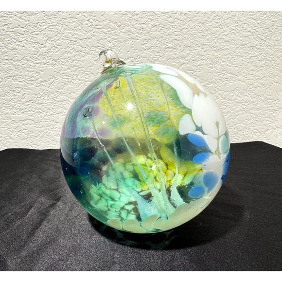HUGE Art Glass Fairy Orb 5" Ball Ornament Stunning Colors - Picture 2 of 9